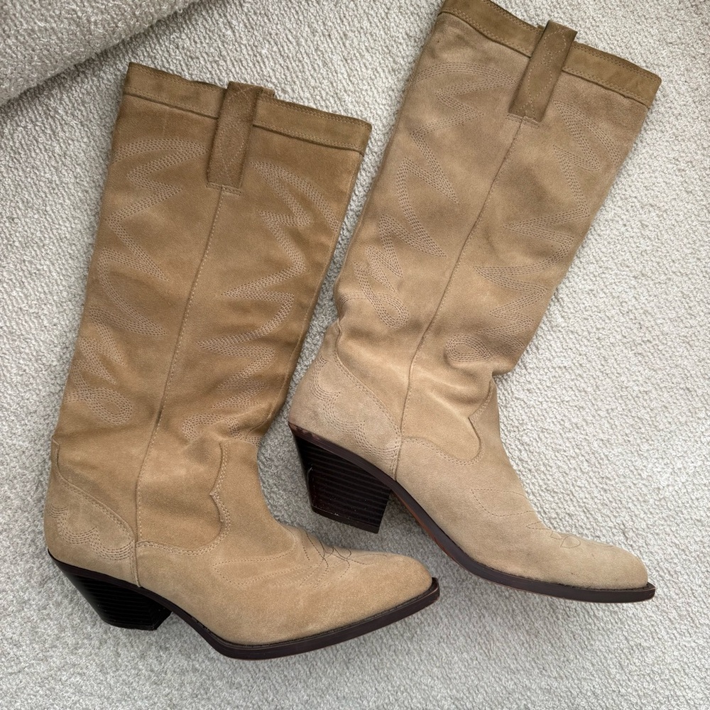 Tan Suede Women's Boots, Size 40, 9